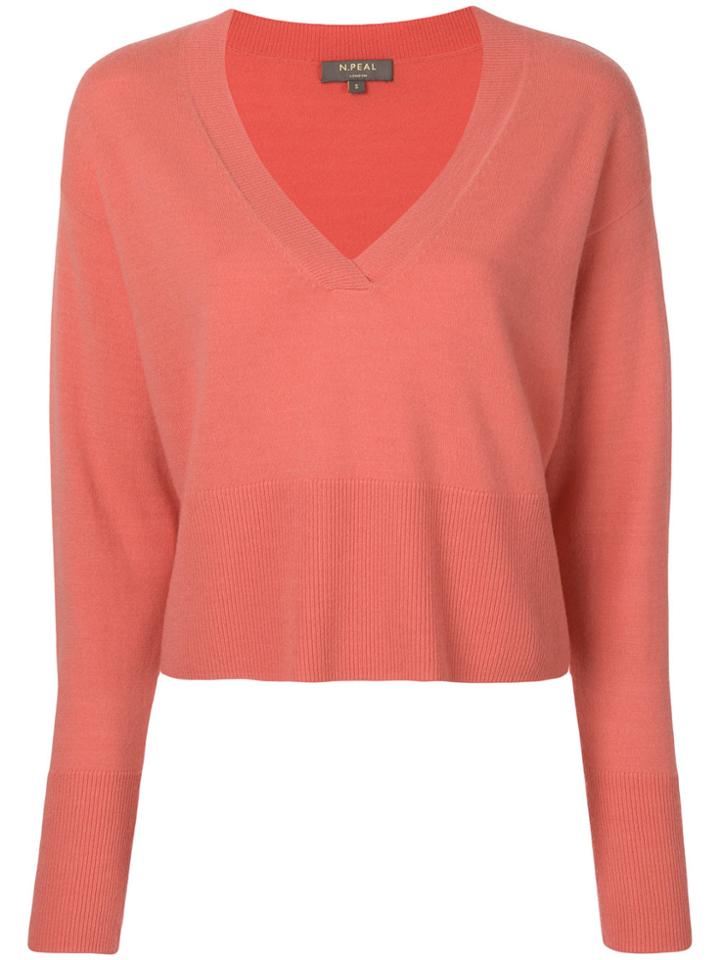 N.peal Deep V-neck Cropped Jumper - Pink & Purple