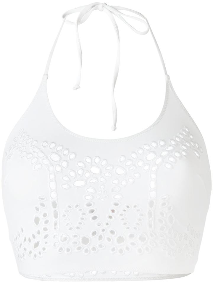 Lace Halterneck Bikini Top - Women - Polyamide/spandex/elastane - 3, White, Polyamide/spandex/elastane, Ermanno Scervino