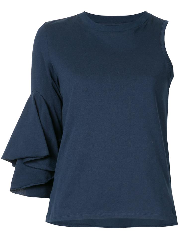 Facetasm Ruffled One Shoulder Top - Blue