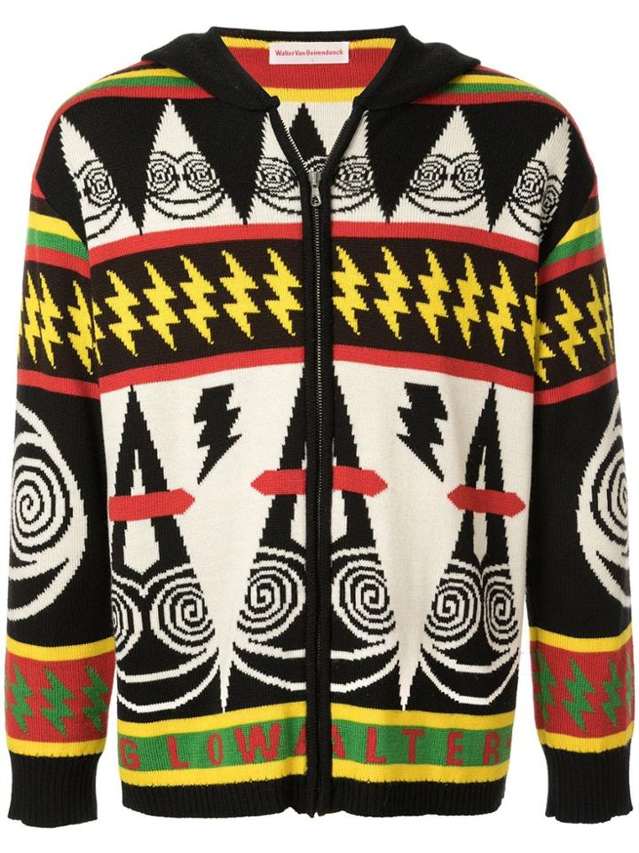Walter Van Beirendonck Vintage Intarsia Knit Zip-up Hoodie -