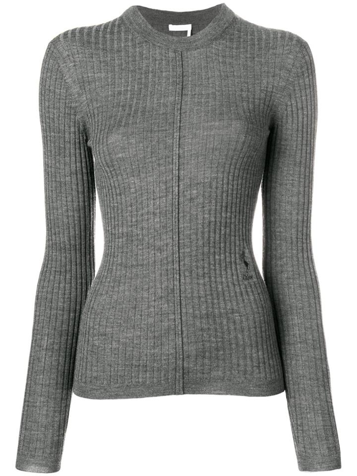 Chloé Ribbed Sweater - Grey