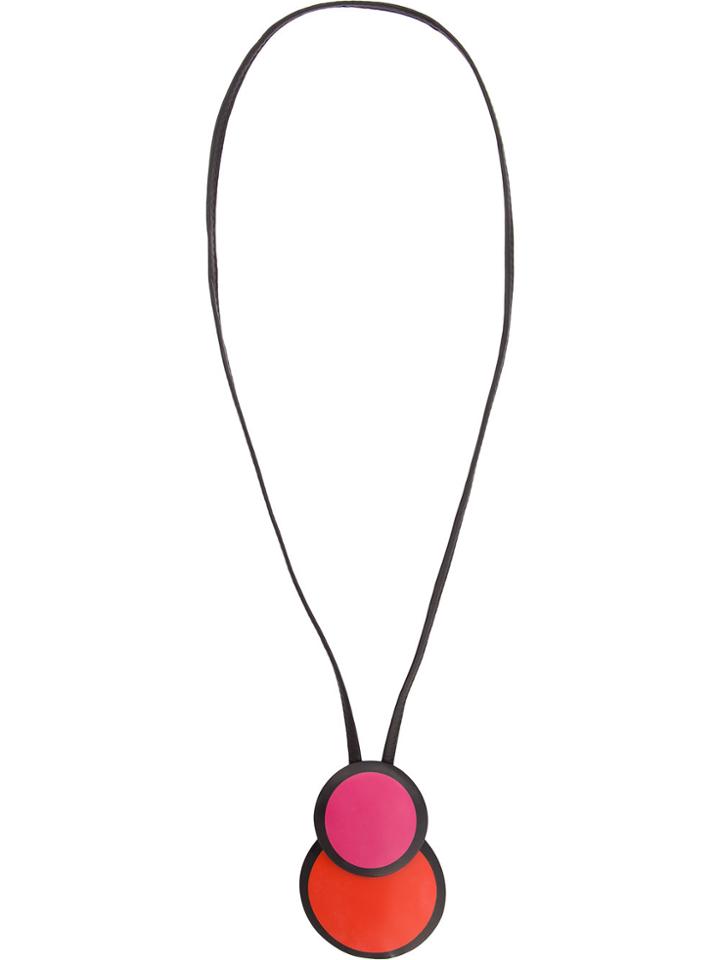 Monies Round Pendant Necklace - Black