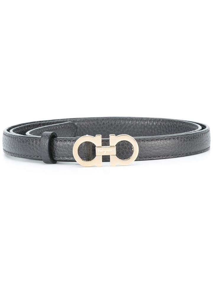Salvatore Ferragamo Gancio Skinny Belt, Women's, Size: 95, Grey, Leather