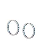 Daou 18kt White Gold Amethyst And Topaz Morning Hoop Earrings - Blue