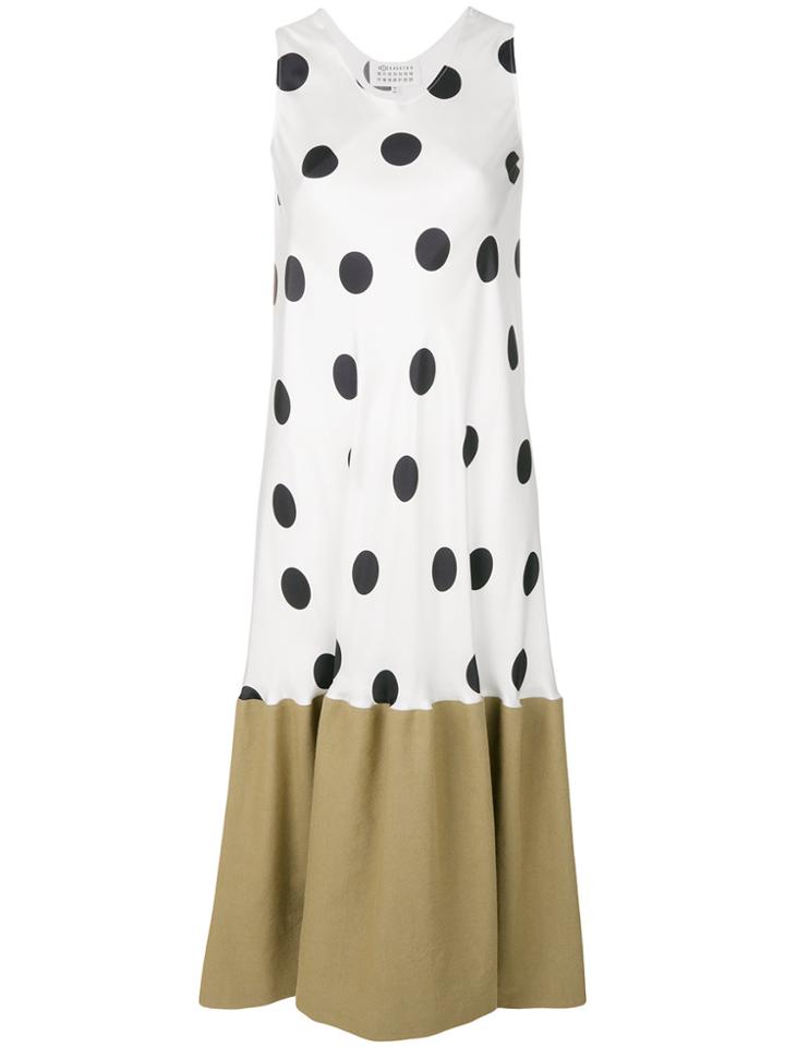 Maison Margiela Contrast Polka-dot Midi Dress - White