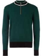 Ami Paris Zipped Collar Sweater - Green
