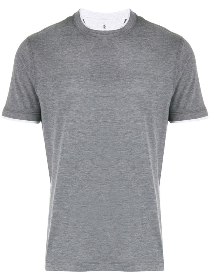 Brunello Cucinelli Layered Style T-shirt - Grey