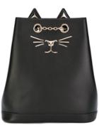 Charlotte Olympia Feline Embroidered Backpack - Black