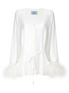 Prada Contrast Cuff Knitted Cardigan - Neutrals