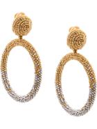 Oscar De La Renta Beaded Drop Hoop Earrings - Gold