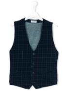 Paolo Pecora Checked Waistcoat, Kids Unisex, Size: 14 Yrs, Blue, Cotton/spandex/elastane