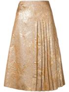 Rochas Brocade Pleated Skirt - Gold