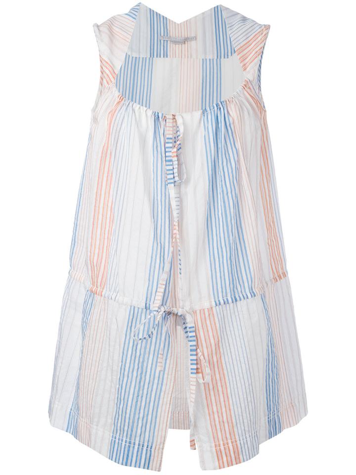 Stella Mccartney Stripe Tie-waist Blouse, Women's, Size: 40, White, Cotton/cupro