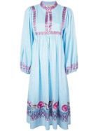 Figue Embroidered Midi Dress - Blue