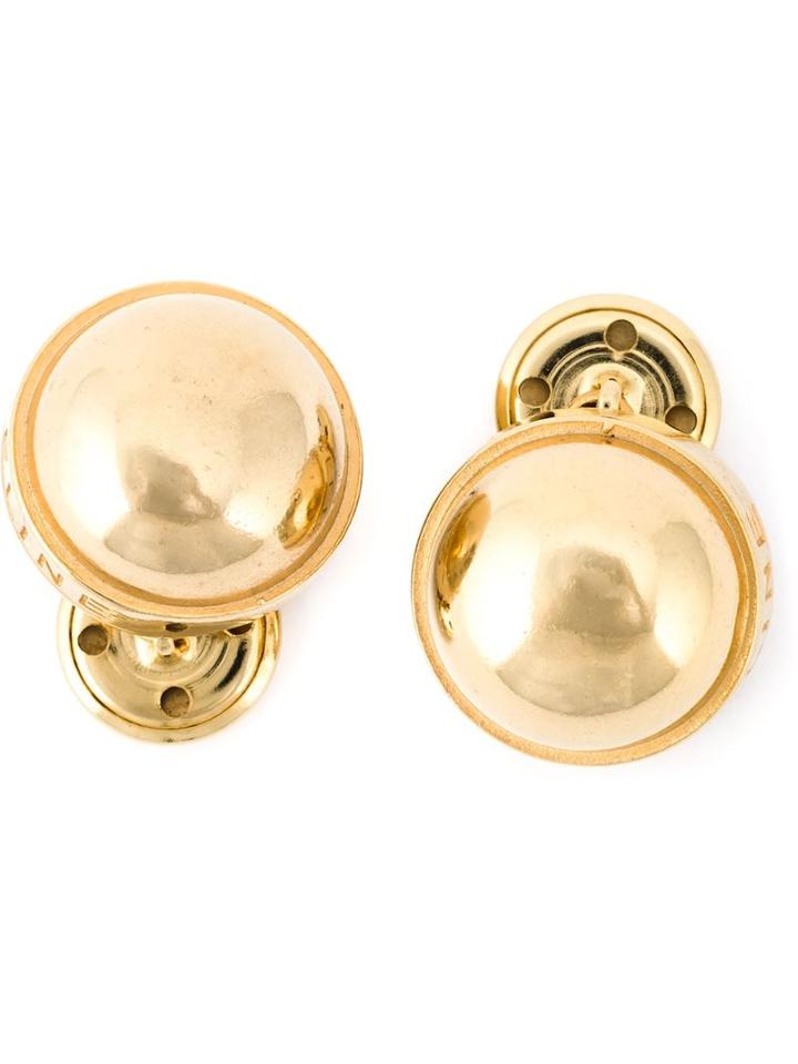 Céline Vintage Round Button Cufflinks, Women's, Metallic