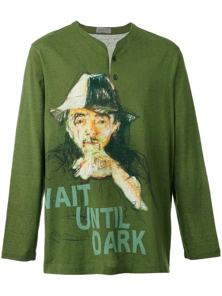 Yohji Yamamoto Printed Polo Top, Men's, Size: 3, Green, Cotton
