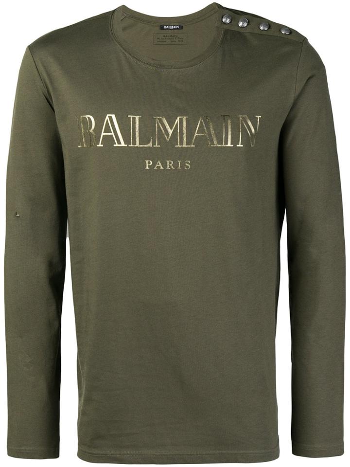 Balmain Long Sleeve T-shirt - Green