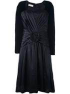 Versace Vintage Pleated Fit And Flare Dress, Women's, Size: 46, Black