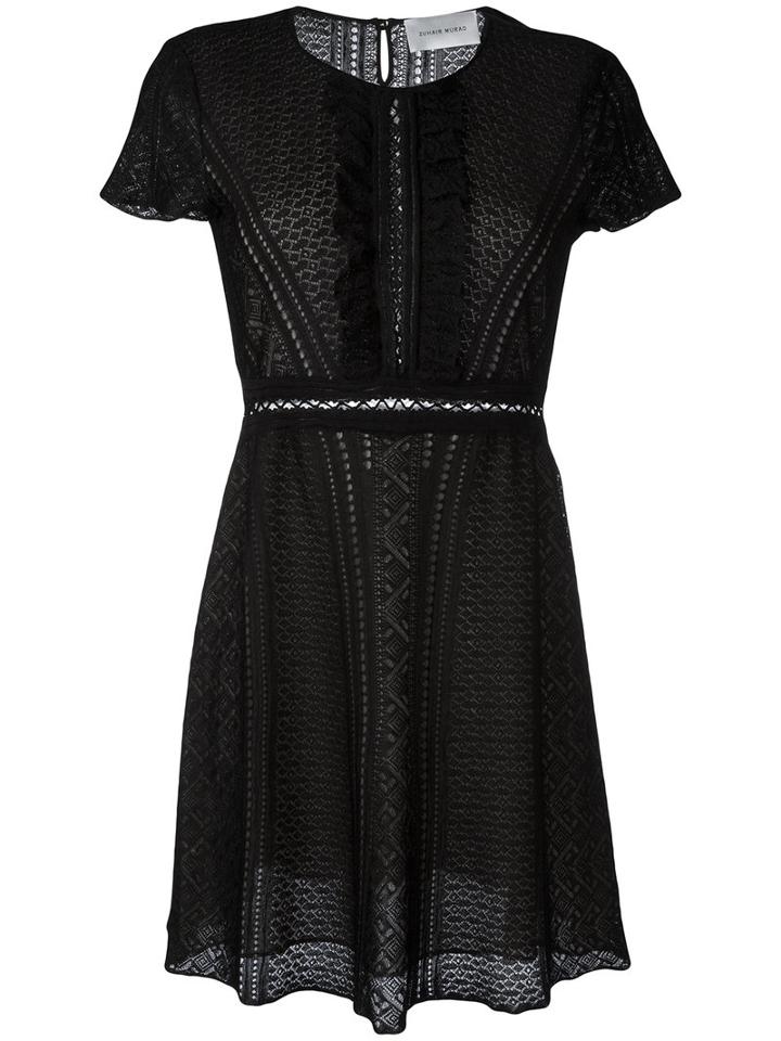 Zuhair Murad Ruffled Trim Dress, Women's, Size: 42, Black, Viscose/polyester
