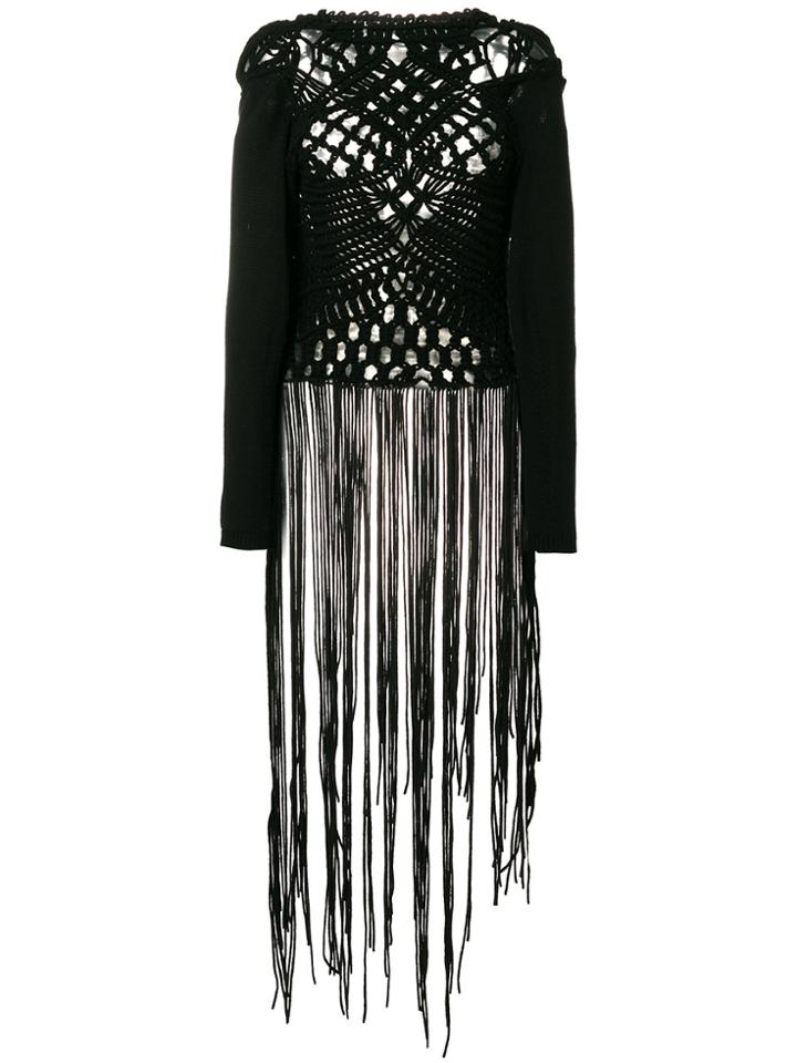 Comme Des Garçons Vintage Knitted Fringed Dress - Black