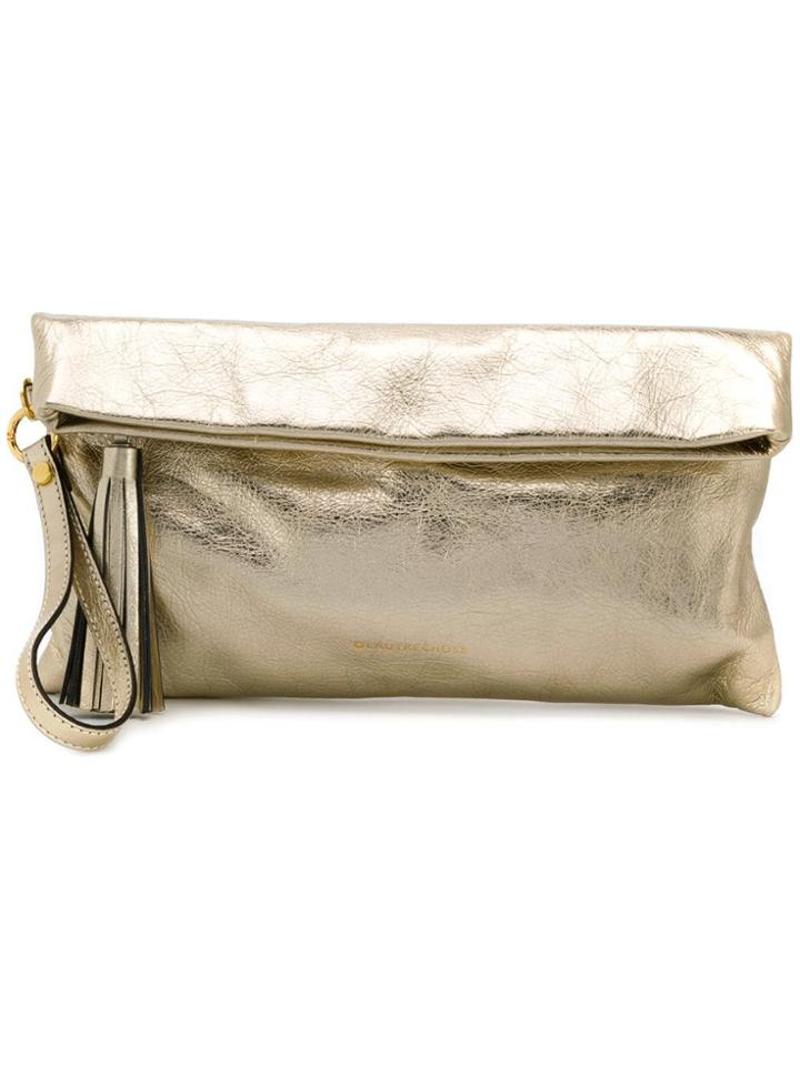 L'autre Chose Foldover Top Clutch Bag - Metallic