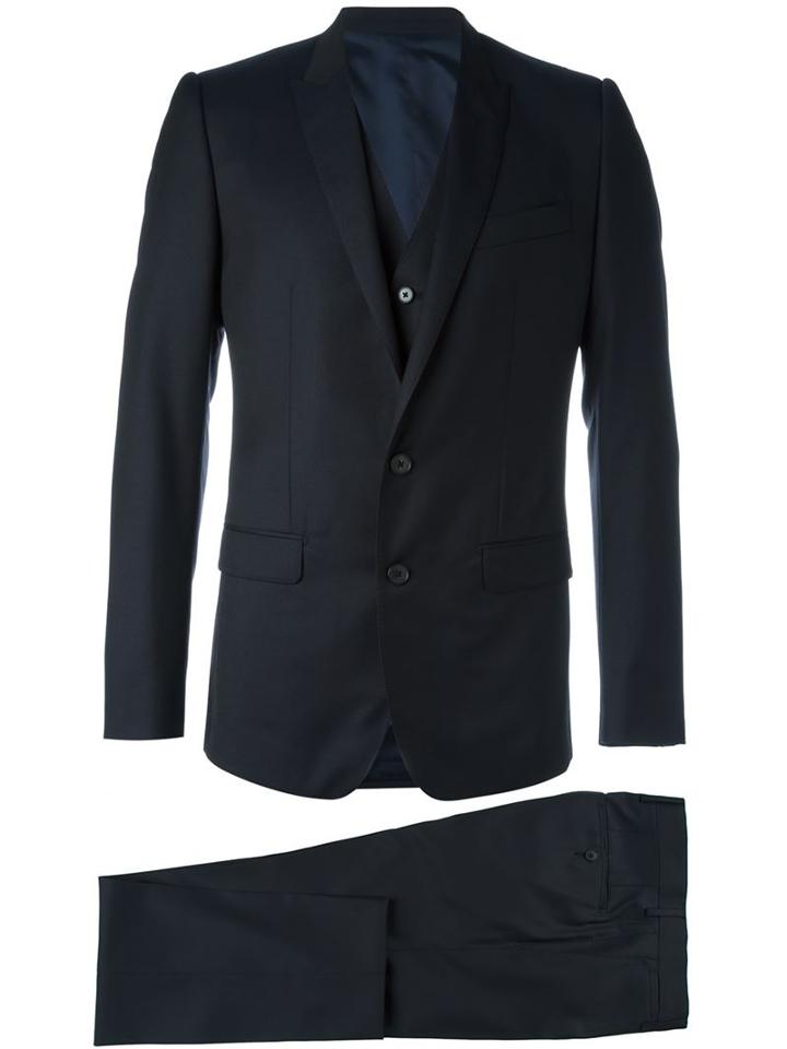 Dolce & Gabbana Three Piece Suit, Men's, Size: 48, Blue, Virgin Wool/silk/viscose/cupro