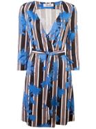 Dvf Diane Von Furstenberg Mixed Print Wrap Dress - Blue