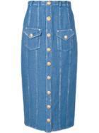 Balmain Fitted Midi Skirt - Blue