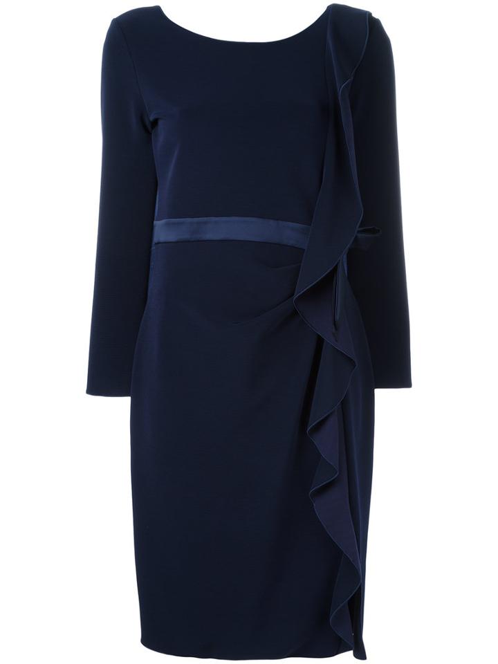 Armani Collezioni Belted Dress, Size: 46, Blue, Polyamide/spandex/elastane/viscose