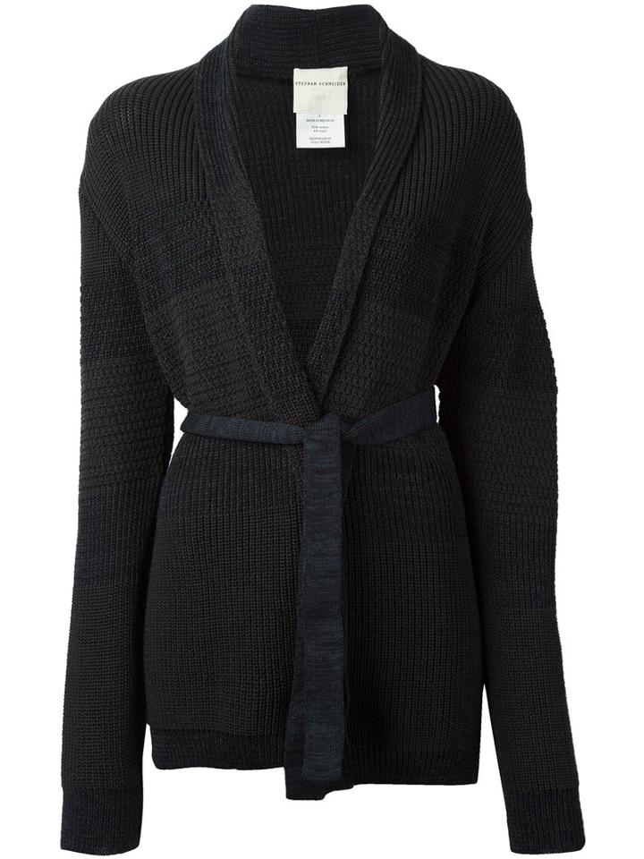 Stephan Schneider - Belted Cardigan - Women - Cotton/spandex/elastane - S, Women's, Blue, Cotton/spandex/elastane