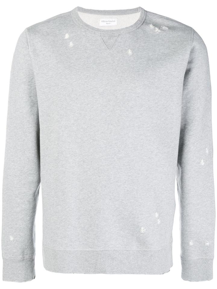 Officine Generale Distressed Crew Neck Sweatshirt - Grey