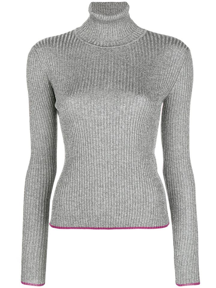 Marco De Vincenzo Ribbed Turtle Neck Sweater - Metallic