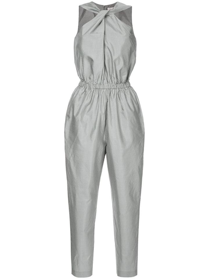 Ck Calvin Klein Yarn Dyed Fluid Stripe Jumpsuit - Black