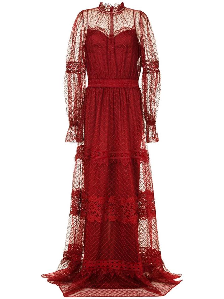 Copurs Long Fine Lace Gown - Red