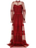 Copurs Long Fine Lace Gown - Red