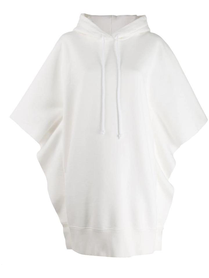 Mm6 Maison Margiela Longline Wide-sleeve Hoodie - White