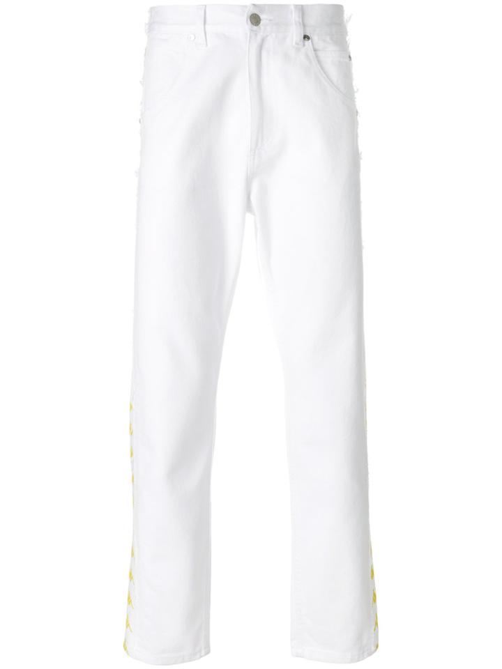 Paura Side-logo Straight-leg Jeans - White