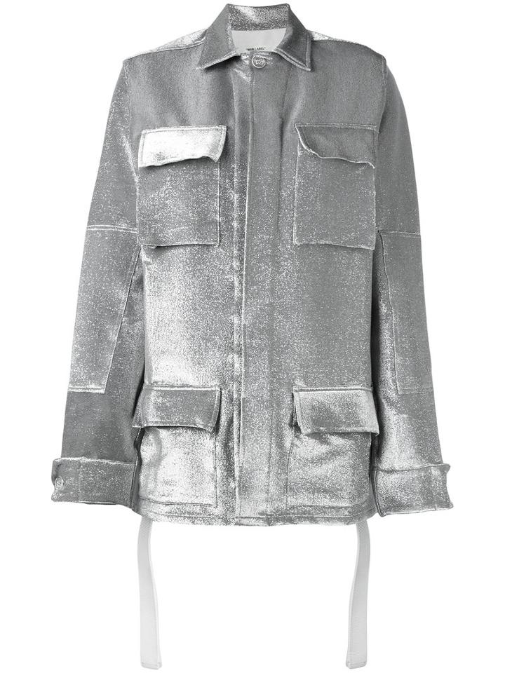 Off-white - Metallic (grey) Boxy Jacket - Women - Cotton/polyester/spandex/elastane - Xs, Cotton/polyester/spandex/elastane
