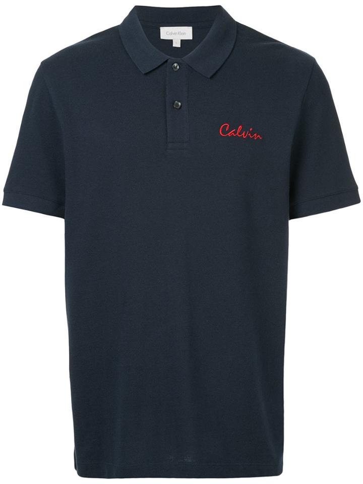 Ck Calvin Klein Logo Embroidered Polo Shirt - Blue