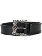Saint Laurent Ornate Buckle Belt - Black