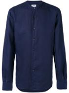 Aspesi - Band Collar Shirt - Men - Linen/flax - 42, Blue, Linen/flax