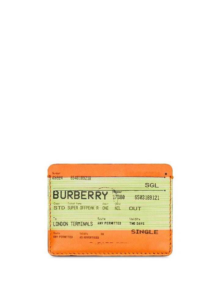 Burberry Train Ticket Print Leather Card Case - Orange