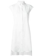Sacai Pleated Shirt Dress, Women's, Size: I, White, Polyester/cotton