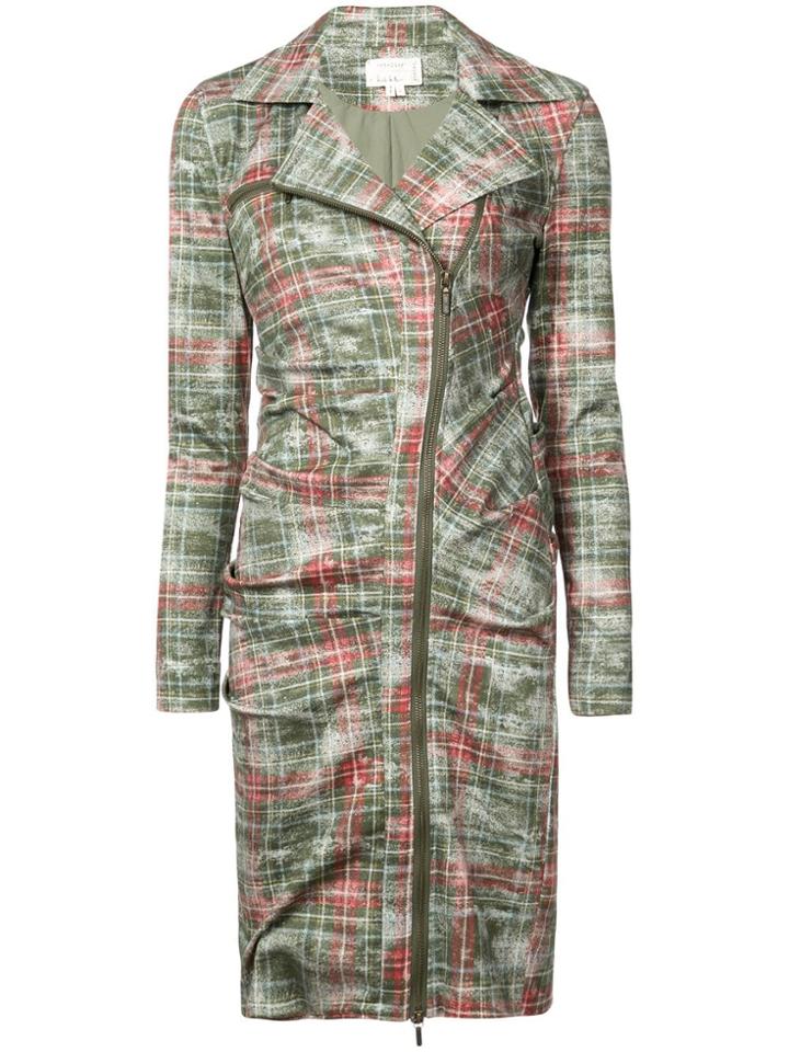 Nicole Miller Zipped Checked Dress - Green