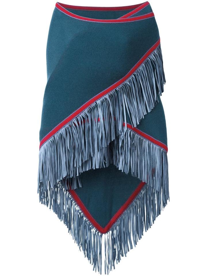Antonia Zander 'fransenschal' Poncho, Women's, Blue, Leather/cashmere