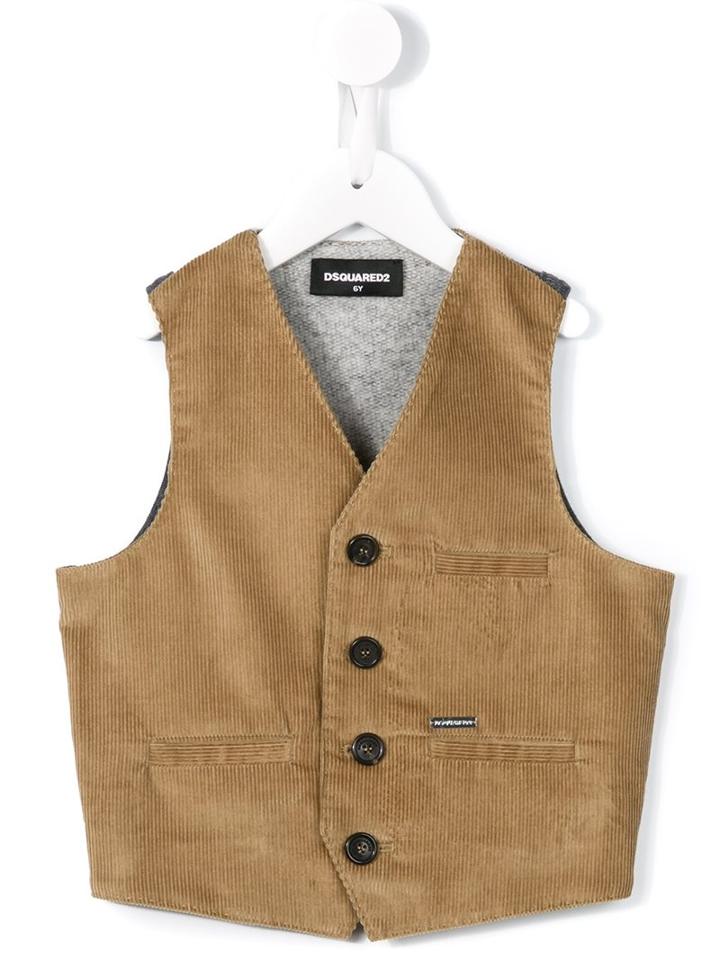Dsquared2 Kids Corduroy Waistcoat, Boy's, Size: 10 Yrs, Brown