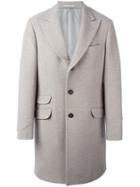 Brunello Cucinelli Ticket Pocket Coat, Men's, Size: 52, Nude/neutrals, Cupro/cashmere/wool