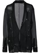 Baja East Shawl Lapel Sheer Blazer, Women's, Size: 0, Black, Silk