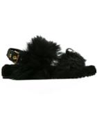 Car Shoe Fur Embellished Slider Sandals