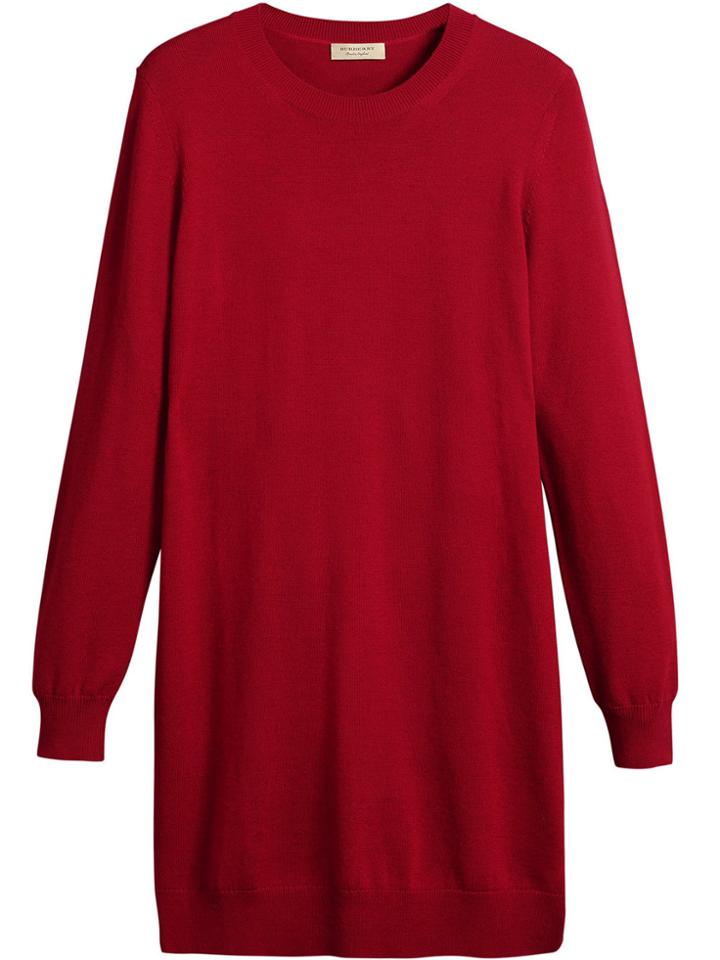 Burberry Check Elbow Detail Sweater Dress - Red